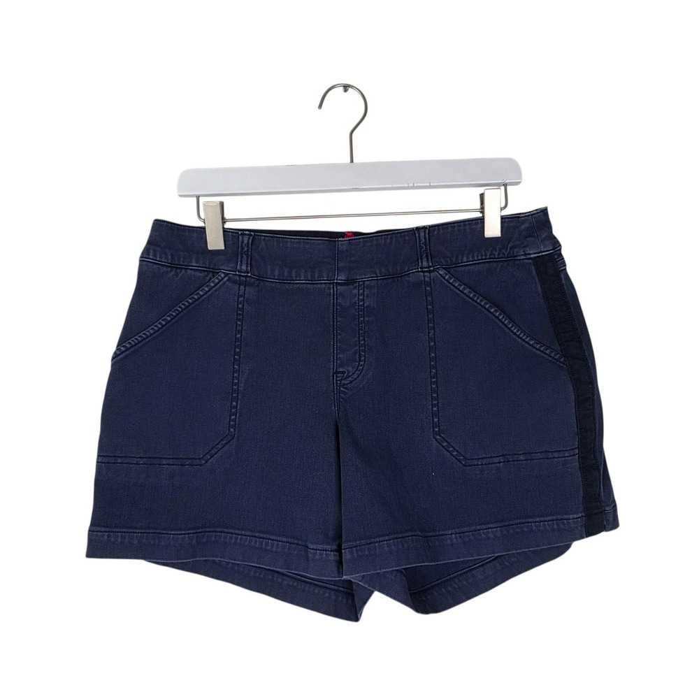 SPANX Utility Shorts Womens Large Blue Pull On Twill Stretch Slash Pockets